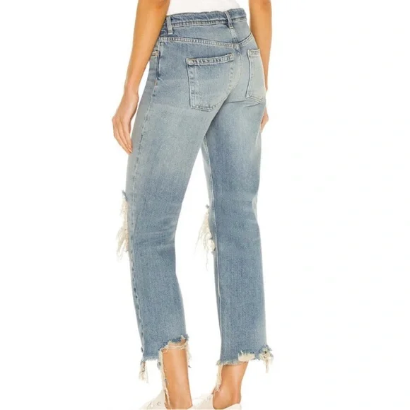We The Free Maggie Mid Rise Straight Distressed Jeans in Light Stone - Picture 5 of 16